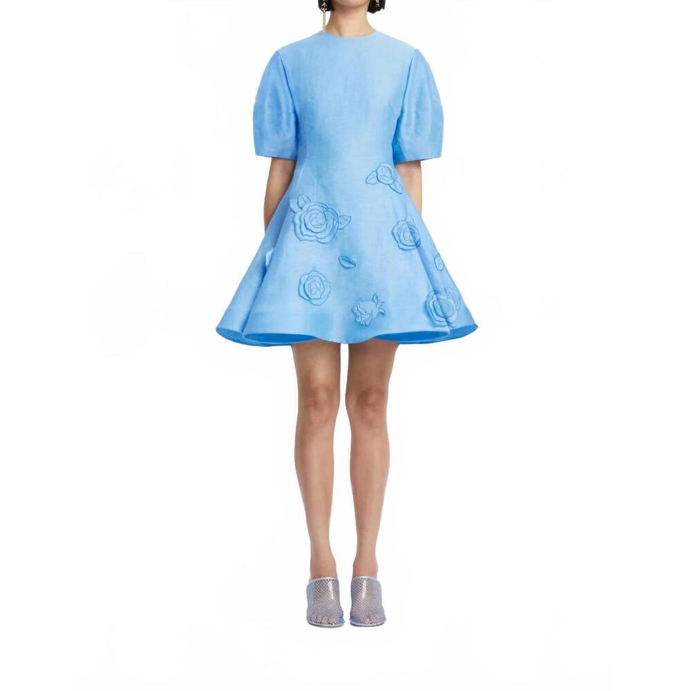 NEW LEO LIN simona appliqué mini dress in pastel blue